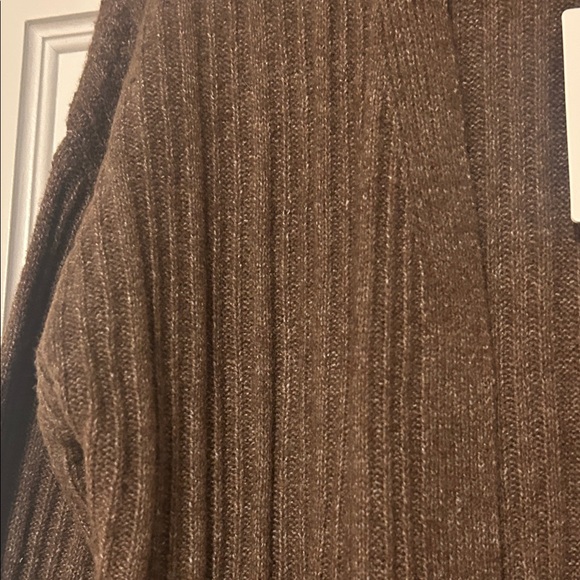 Long Ribbed Open Cardigan - Brown - Picture 3 of 3